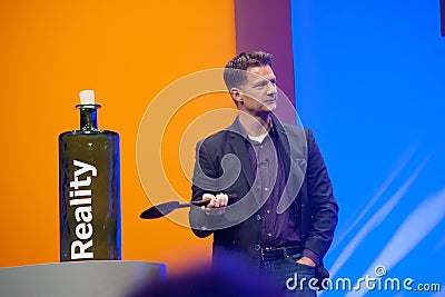Steve Lucas delivers an address to SAP TechEd 2015 conference Editorial Stock Photo